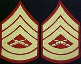 Gold on Red USMC Chevrons - Gunnery Sergeant - Male