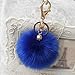 DZT1968® Solid Color Imitate Rabbit Fur Ball Keychain Handbag Key Ring Car Key (Blue)