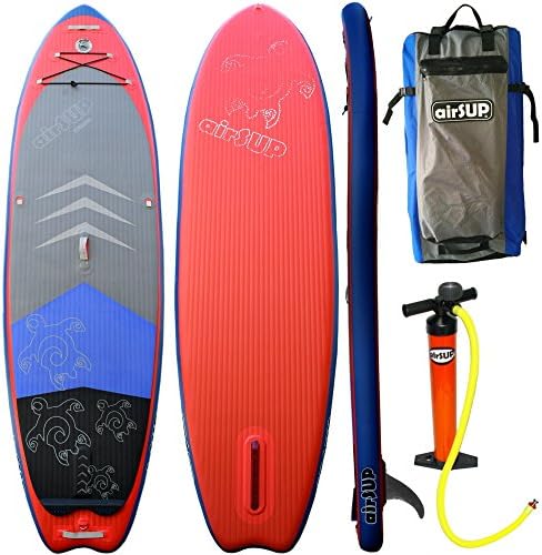 Stand Up Paddleboard Inflatable 10 foot SUP 32" wide = stable 6" thick = rigid Super Light airSUP , our lightest and stiffest 10' SUP 30% lighter!