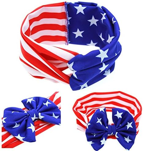 Baby American Flag Pattern Cross Elastic Headband Cloth,Super Soft and Stretchy Headbands for Newborn and Baby Girls - Boutique quality (US)