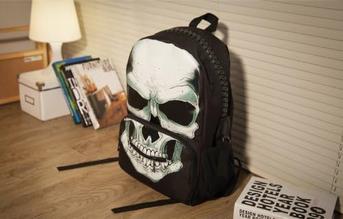Flesser Fashion Personality Pirate Skull Canvas Backpack Large Capacity School Bag Punk Double Shoulders Bag