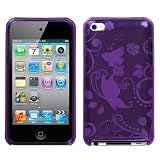 Purple Secret Garden Flexi Gel Skin Case for Apple iTouch 4 (iPod Touch 4th Generation)