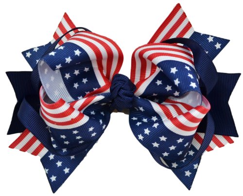 USA 4th of July 5 Inch Loopy Hair Bow By Funny Girl Designs