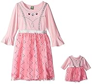 Girls Polyester/Knit General Print Mesh Glittering Jeweled Long Sleeves  Dress