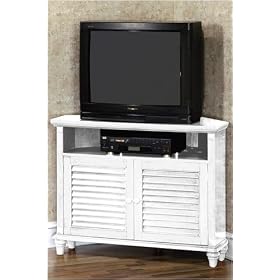 <b>Savannah Louvered Tv Stand Corner White</b>