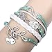 BlueTop(TM) Retro Braided Owl Infinity Olive Branch Wrap Bracelet Bangle Leather Rope