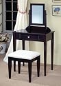 Contemporary Cappuccino Finish Desk & Chair Vanity Set