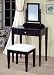 Espresso Finish Wood 3 Pc Vanity Bedroom Make up Bench