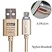 Smart Cable, Smilism 1pcs 3.3ft Nylon Braided USB Cable High Speed A Male to Micro B Aluminum Connectors Light Up Charging Cable for for Android, Samsung, HTC, And More (Gold)