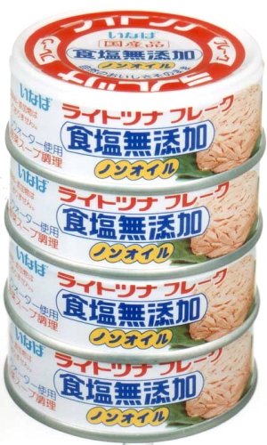 いなば ライトツナ食塩無添加ノンオイル 4缶シュリンク E/ P4(80g)×4