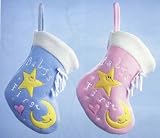 Baby's First Christmas Stockings-Moon and Stars Design, Blue
