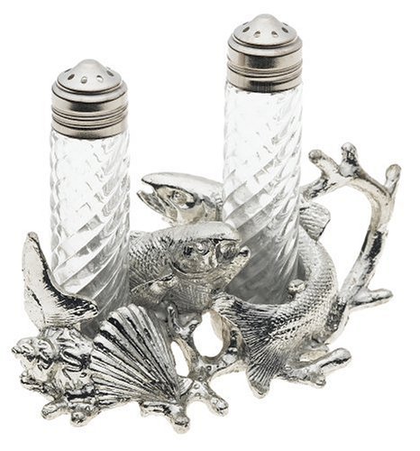 Arthur Court Fish Salt-and-Pepper Set in Stand