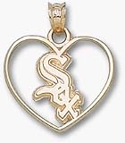 Chicago White Sox Sox Heart Pendant - 10KT Gold Jewelry