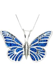 Butterfly Necklace - 925 Silver Handmade Polymer Clay Jewelry