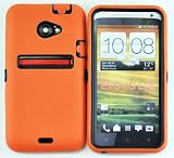 LiViTech(TM) Double Layer Hard Ultra Slim case for HTC EVO 4G LTE SPRINT 2012 Model (Orange Black)