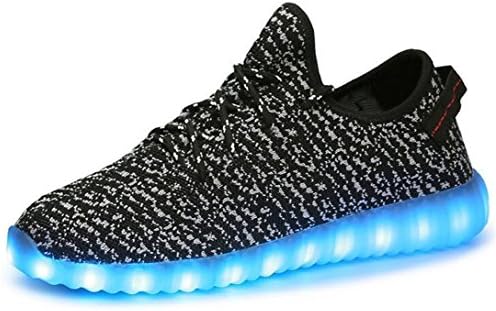 oppicong Popular Women Men LED Shoes Luminous Flashing Sneakers Usb Charging Light up Casual Flat Shoes Dark GreyUS 7 woman/ US 6 man/24CM/CN38