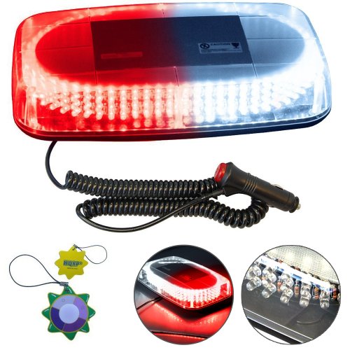 HQRP 240 LED Mini Light Bar Red and White Hazard Warning / Emergency Strobe Light with Magnetic Base plus HQRP UV Tester On Sale