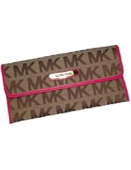 Apparel: Michael Kors Austin Flat Continental Signature Wallet Beige/Ebony/Zinnia
