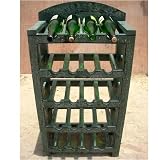 Green Distressed Wood Wine Rack Liquor Storage Stand