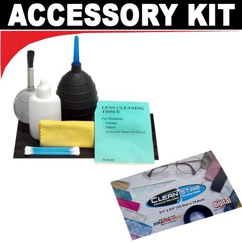 Digital SLR Camera & Lens 7-Piece Deluxe Cleaning Kit including Microfiber Cleaning Cloth - for Konica Minolta Maxxum 7D & 5D Cameras