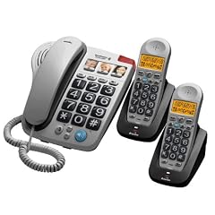 Binatone Big Button Combo II Twin silber/schwarz Gro�tasten Telefon mit 2 Dect Zusatz-Set