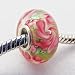 Murano Style Glass Pink Garden Sterling Bead Charm title=