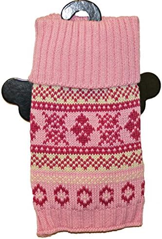 New York Dog Nordic Fair Isle Knit Pattern Mock Neck Sweater - Pink, Medium
