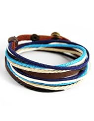 Jewelry: Jf Jewelry Fantasy Charm Art Button Three Row Adjustable Cotton Rope Leather Wrap Bracelet. - Hen-night