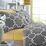 Pinzon 300-Thread-Count Lattice Duvet Cover Set - Full/Queen, Platinum