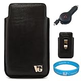 Slidyn Black Leather Carrying Case Holster with Polished Stainless Steel Be ....