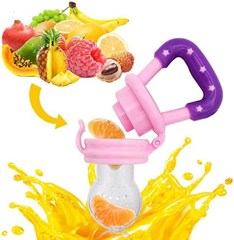 Emon Baby Food Feeder 2 Pack| Baby Fruit Feeder | Teething Toy | Silicone Teether Nibbler | No Messy Mesh Bag (Small, Blue)