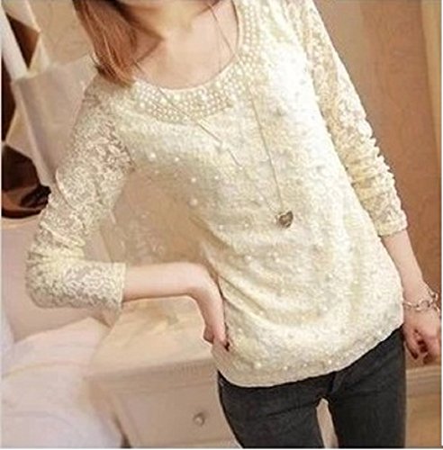 (ノーブランド) 大人 雰囲気 お洒落 シンプル パール ビジュー エレガント トップス / カットソー レディース カジュアル ファッション/ M L ブラック ホワイト