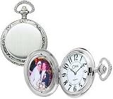 Colibri Pocket Watch Antique Design Photo Frame Engravable Wood Box PWS096009J