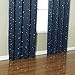 Flamingo P (Single Panel Room Darkening Printed Navy with Sliver Stars Curtain, Unlined Grommet Drape, Polyester Soft Microfiber 63 by 52 inch