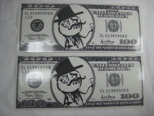 Huge save onmasks guy fawkes Anonymous $100 LULZ Bills play money stickers decals x 2