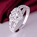 Simulated Crystal Diamond Women Wedding Party Rings Silver Plated