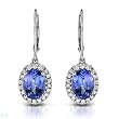 Earrings With 4.55ctw Precious Stones - Genuine Diamonds and Tanzanites Made of 14K White Gold Length 29mm