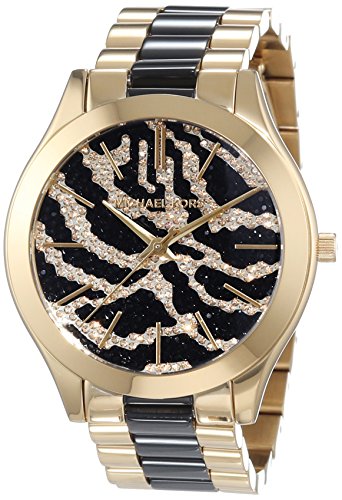 Michael Kors Slim Runway Zebra-pattern Crystal Pave Dial Two-tone Ladies Watch MK3315