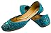 FREE ANKLET with Starlite Ladies / womens Beaded & Diamante Turquoise (Blue) Leather Khussa Fashion Shoes / Pumps