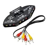 3-Way Audio Video AV RCA Switch Selector Box Splitter For XBOX XBOX360 DVD PS2 PS3 with AV Cable