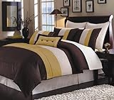 IMAGE OF 8 PC. BEDDING ENSEMBLE CHOCOLATE GOLD QUEEN FROM MARRIKAS