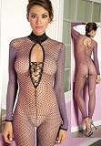 double weave lace up key hole turtleneck footless bodystocking