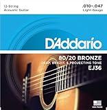 UPC 019954122140 product image for D'Addario EJ36 12-String Bronze Acoustic Guitar Strings, Light, 10-47 | upcitemdb.com