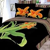 Le Vele Tiger Lily Aliza Black Duvet Cover Bed in Bag Full Queen Bedding LE ....