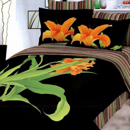 Le Vele Tiger Lily Aliza Black Duvet Cover Bed 