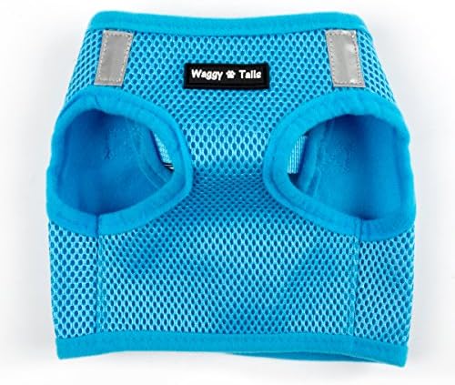 Waggy Tails Soft Mesh Vest Harness for Small breed Dogs. (Small, Blue)