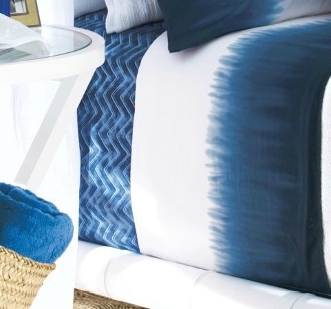Lauren by Ralph Lauren Bedding Indigo Modern Tie Die Border TWIN Flat Sheet