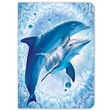 Tree-Free Greetings Dolphin Mother and Child, 160 Page Recycled Paper and Sugarcane Journal, 5.5 x 7.5 x 0.75 Inches, Shades of Blue and White (21038)