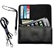 Black Purse Hand Bag Case for the LG KM555E with both a hand and shoulder loop option - a unique Gomadic design