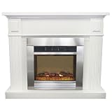 Zoom Produkt-Bild: Kaminumrandung mit 1800W Elektro Kamin Edelstahl & Feuereffekt